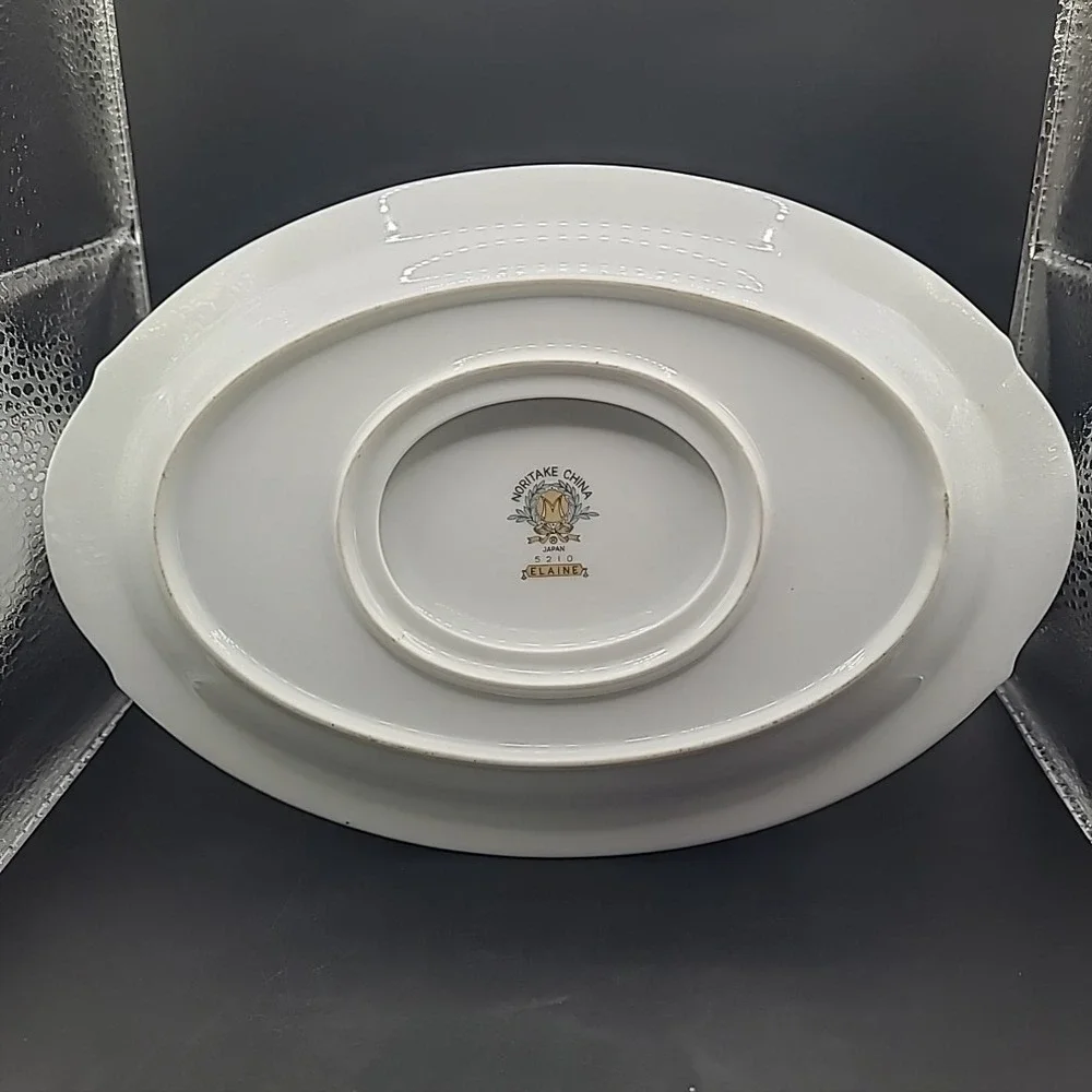 Vintage Noritake Elaine 5210 Gravy Boat Underplate‎ Pink Floral Gold Trim